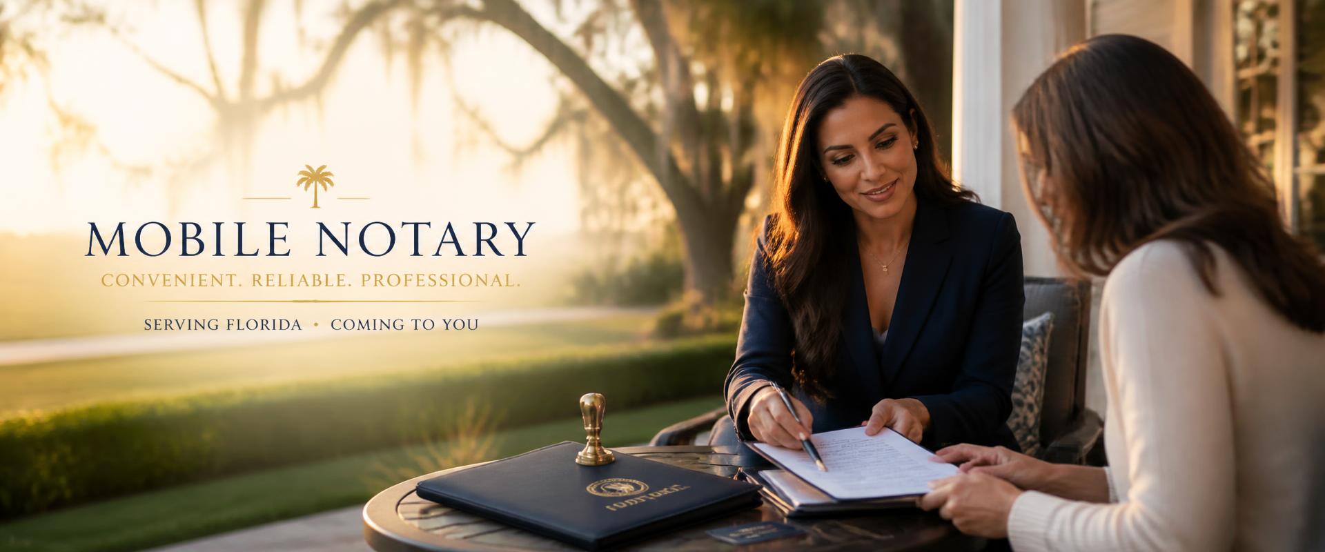 Professional notary signing documents